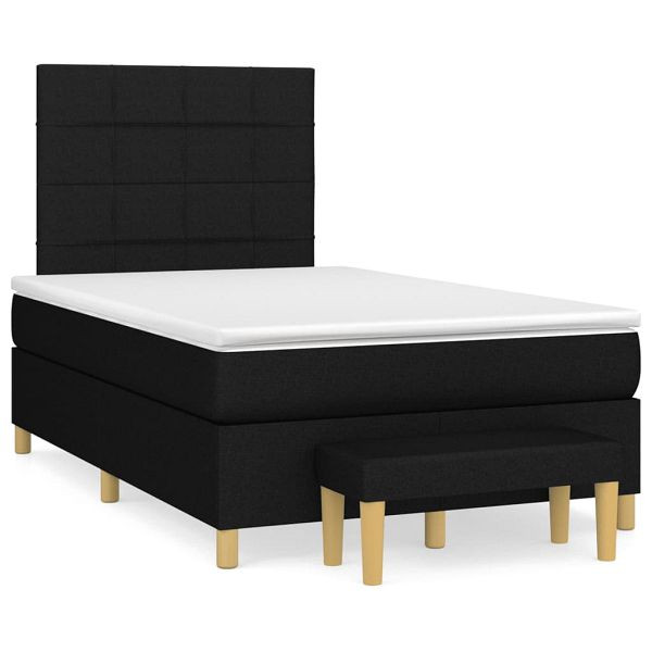 vidaXL Boxspringbett mit Matratze Schwarz 120x190 cm Stoff, 3270406