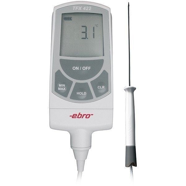 ebro TFX 422C-60 Konformitätsbewertetes Labor-Thermometer mit fest angeschlossenem Pt 1000 Fühler, 1340-5433