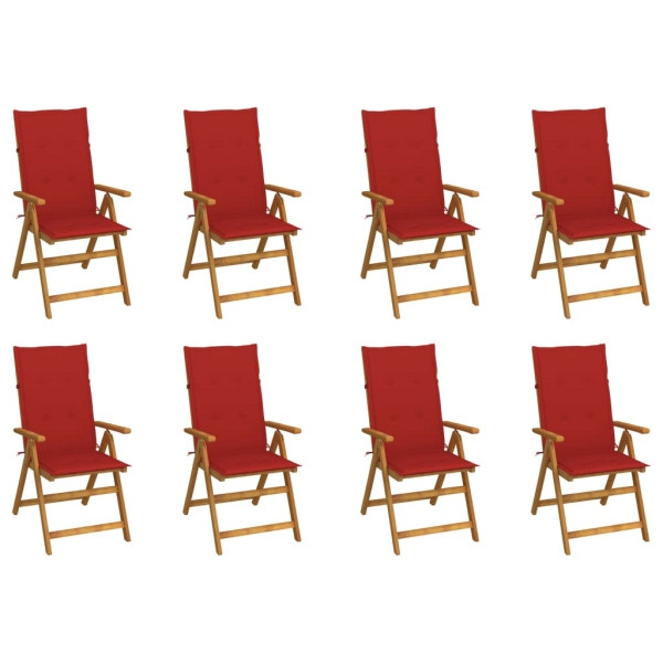 vidaXL Klappbare Gartenstühle mit Kissen 8 Stück Massivholz Akazie, 3075060