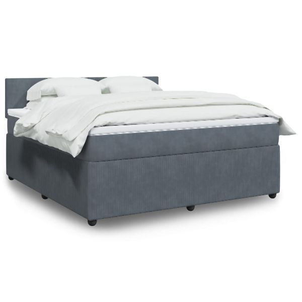 vidaXL Boxspringbett mit Matratze Dunkelgrau 180x200 cm Samt, 3290101