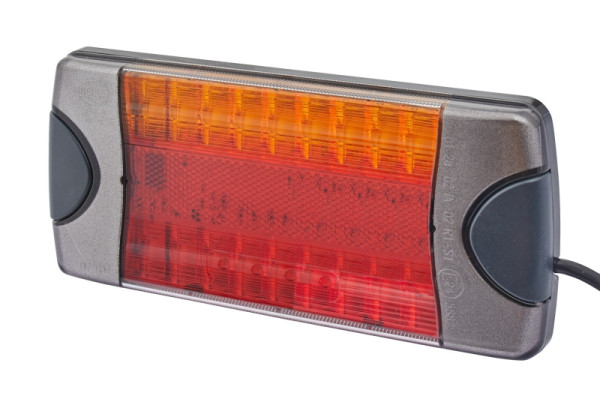 HELLA Heckleuchte, DuraLED Combi-R, LED, 24V, Anbau/geschraubt, Lichtscheibenfarbe: rot/gelb, 2500mm, offene Kabelenden, rechts/links, 2VA 980 710-301