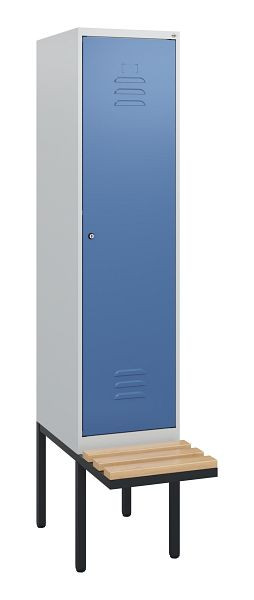 C+P Umkleidespind Classic PLUS, 1950x400x815mm, 7035/5023, Zylinderschloss, Buche-Sitzleisten, 0800405-12 S10020