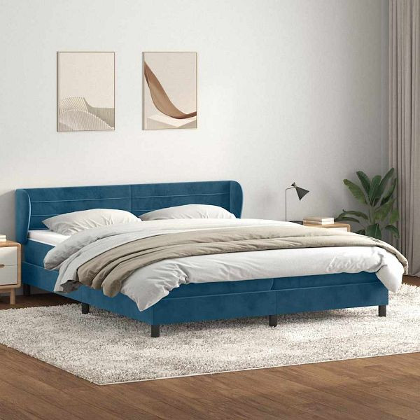 vidaXL Boxspringbett mit Matratzen Dunkelblau 180x220 cm Samt, 3317665