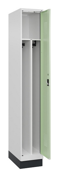 C+P Spind Evolo PLUS, mit Sockel, 1 Abteil, 1950x300x500mm, 9016/6019, Verschluss Zylinderschloss, 049020-10F S10046