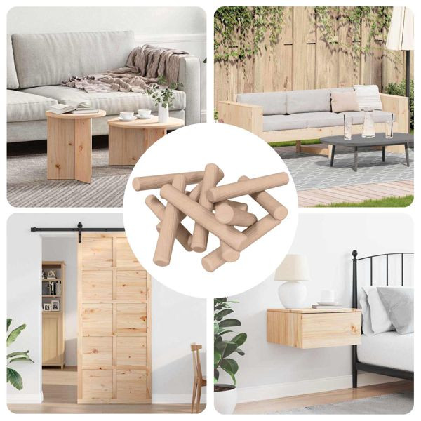 vidaXL Holzdübel 24000-teilig Braun Massivholz, 864366