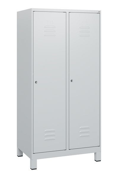 C+P Umkleidespind Classic PLUS, Füße, 2 Abteile, 1630x800x500mm, 7035/7035, Zylinderschlösser, 0800105-22 S10024