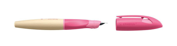 STABILO Schulfüller EASYbirdy® Timber - Linkshänder Feder A, pink/holzfarben, inkl. Standardpatrone, 5013/26-41
