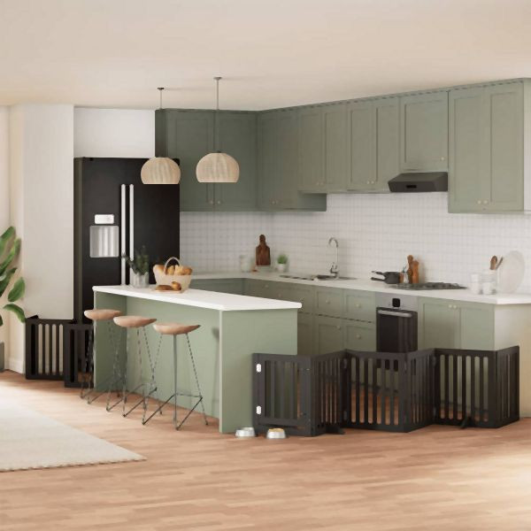 vidaXL 12-tlg. Hundetor mit Tür Faltbar Schwarz 600 cm Pappelholz, 3155654