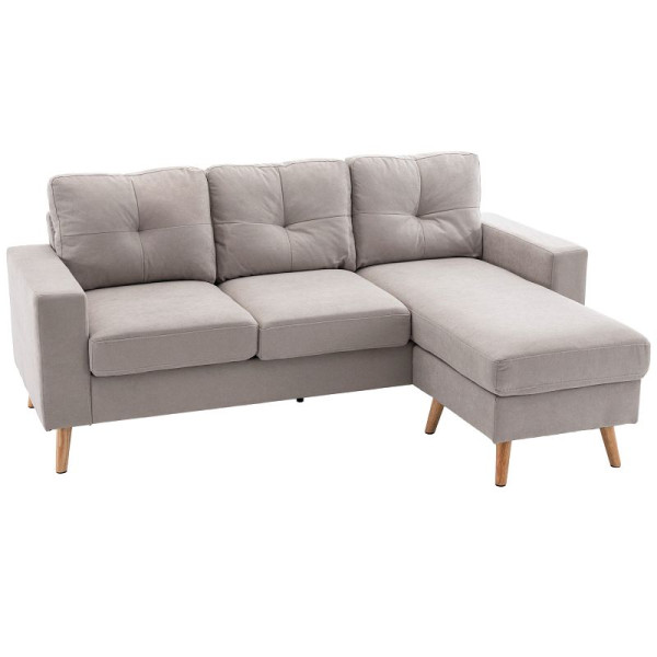 HOMCOM 3-Sitzer-Ecksofa, Leinenoptik, Wendbare Chaiselongue, 193x136x85 cm, 833-850V01LG