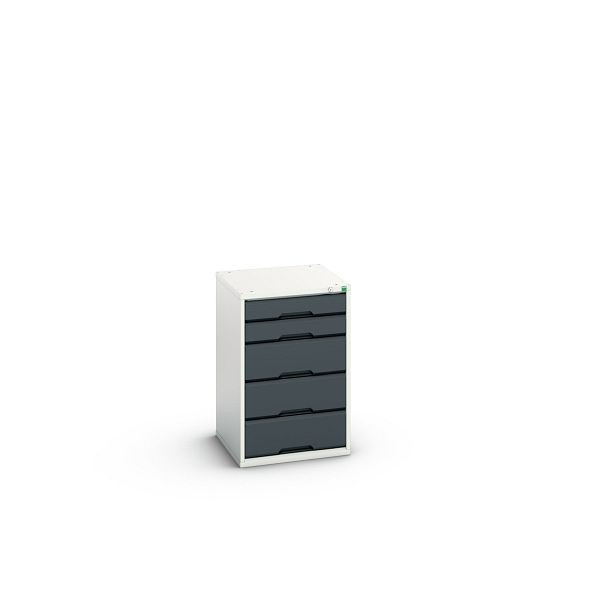 bott verso Schubladenschrank, mit 5 Schubladen, BxTxH: 525 x 550 x 800 mm, Lichtgrau / Anthrazitgrau, 16925012.19