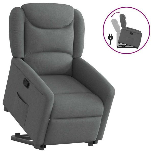 vidaXL Relaxsessel mit Aufstehhilfe Dunkelgrau Stoff, 3303195