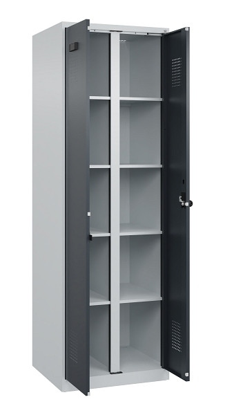 C+P Wäsche-Spind Evolo PLUS, 2 Abteile, 1850x600x500mm, 7035/7016, Verschluss Drehriegel, 049002-20B S10012