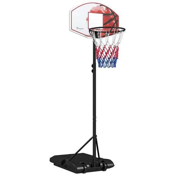 SPORTNOW Höhenverstellbarer Basketballkorb, freistehend, mit Netz und Rädern, große Basis, 179-209 cm, A61-053V00MX