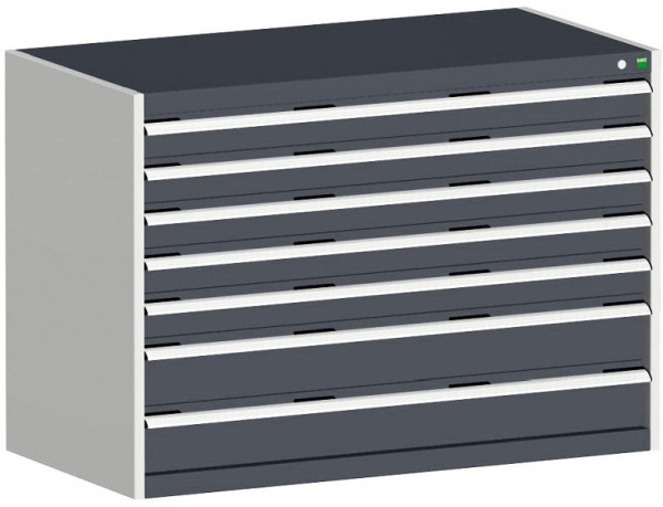 bott cubio Schubladenschrank bestückt mit 7 Schubladen BxTxH: 1300 x 750 x 900 mm, RAL 7035/7016, 40030087.19V