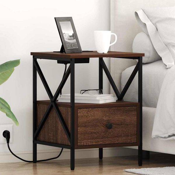 vidaXL Nachttisch Braun Eichen-Optik 41,5 x 40,5 x 55 cm Holzwerkstoff, 859559