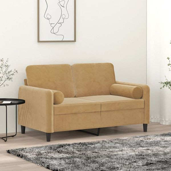 vidaXL 2-Sitzer-Sofa mit Zierkissen Braun 120 cm Samt, 3200878