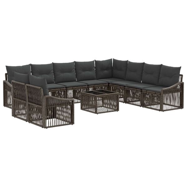 vidaXL Gartensofa-set 11-teilig Grau Poly-Rattan, 3436055