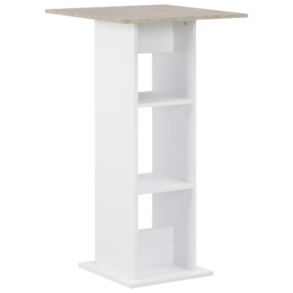 vidaXL Bartisch Weiß und Beton 60x60x110 cm, Weiß mit Betonfarbe Tischplatte, 280208