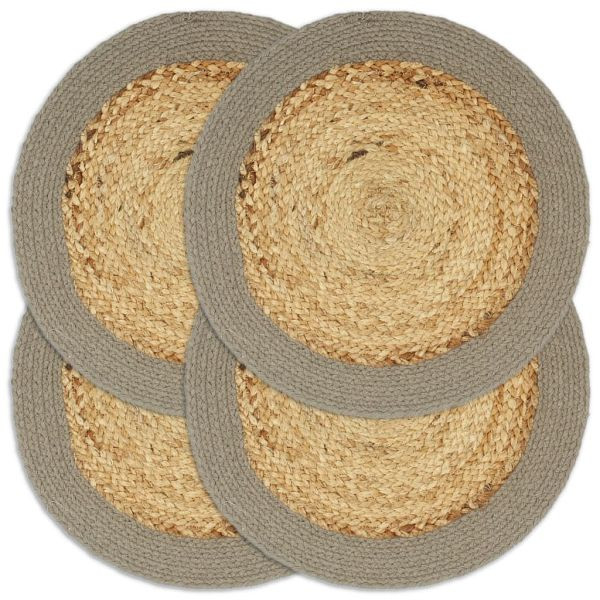 vidaXL Tischsets 4 Stück Natur und Grau 38 cm Jute und Baumwolle, 133860