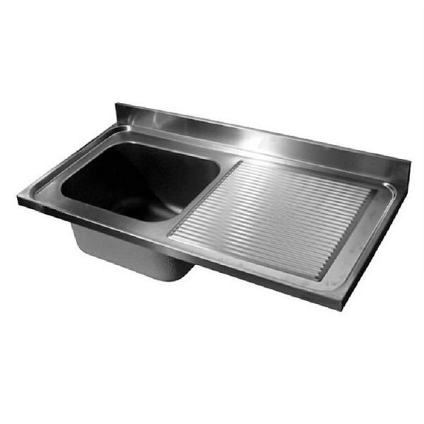Gastro-Inox Arbeitsplatte für Spülbecken L Edelstahl AISI 304, 1200x700x40mm, 305.361