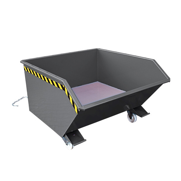 Eichinger Industrie Spänebehälter mit Lochblech-Boden und Ablasshahn, 1500 kg, 1500 Liter, anthrazitgrau, 20441400000096