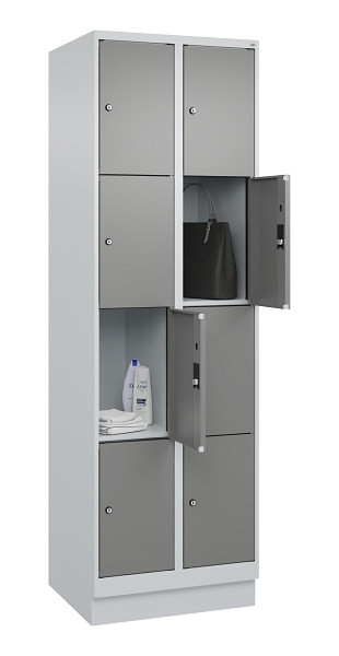 C+P Schließfachschrank Evolo PLUS, mit Sockel, 8 Fächer, 1950x600x500mm, 7035/00, Frontfarbe 0005000 RDS Stahlgrau, 049020-204 S10014