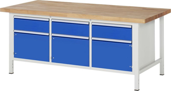 RAU Werkbank Serie 8000 - Modell 8567, B2000 x T900 x H840-1040 mm, 13-8567A2-209B4H.11