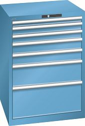 LISTA Schubladenschrank 36x36E (BxTxH) 717x725x1000mm KEY Lock, 7 Schubladen, Farbe: Lichtblau, Fronthöhe: 50 - 300mm, 14.416.010