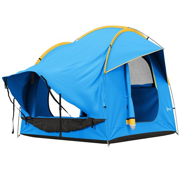 Outsunny Autozelt Campingzelt, 3 Türen, wetterbeständig, 239cm x 210cm x 210cm, Orange + Blau, A20-343V01OG