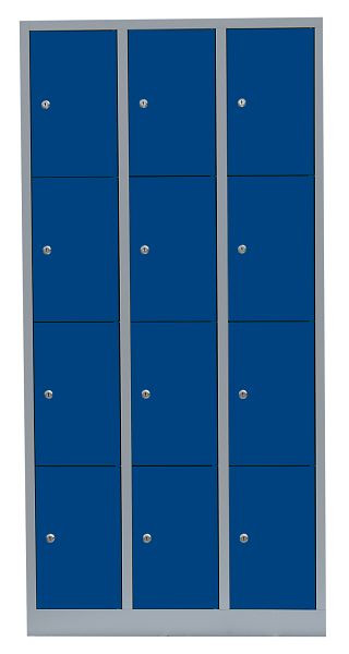 Lüllmann Stahl-Fächerschrank, 1800 x 885 x 500 mm, Lichtgrau/Enzianblau, 520431