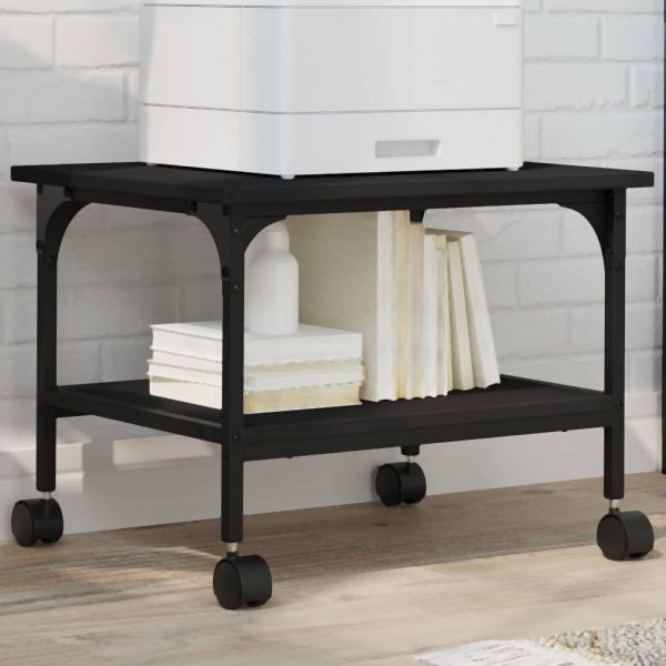 vidaXL Druckerständer 2 Ablagen Schwarz 50x40x38 cm Holzwerkstoff, 842281