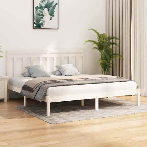 vidaXL Massivholzbett Weiß 200x200 cm, 3105271, 8720287040132