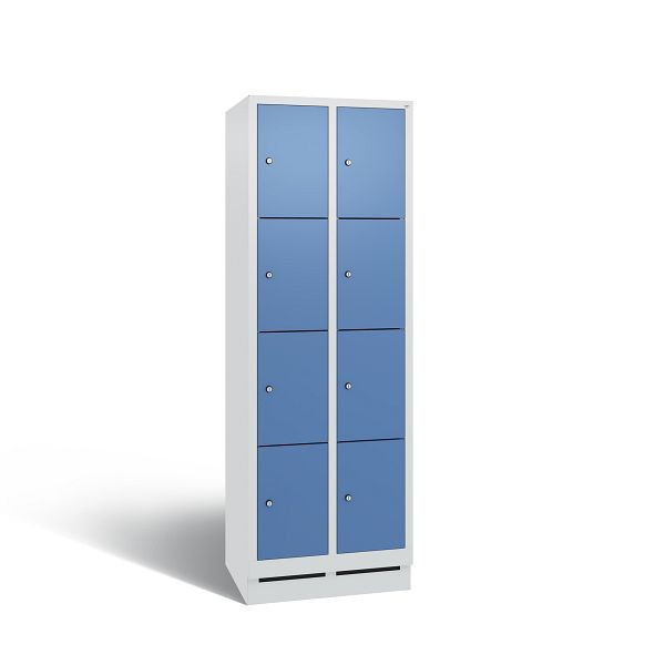 C+P Schließfachschrank Evolo, 8 Fächer, H1800xB610xT500 mm, Grau/Fernblau, 48020-204 S10090