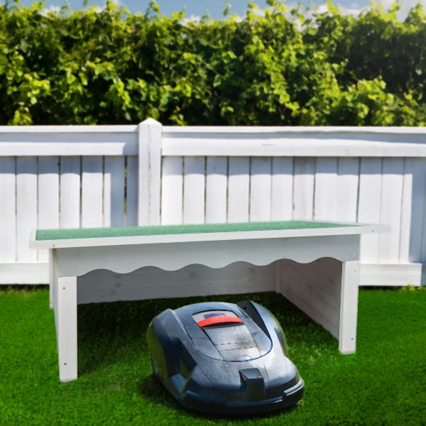 Metra Garage für Mähroboter, Rasenmäher, groß, Massivholz, Flachdach, 11046