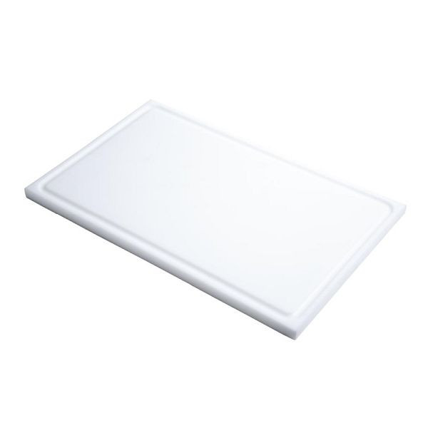 Gastro M Schneidebrett mit Saftrille GN1/1 weiß, zweiseitiger Gebrauch, 15 mm dick, GN332