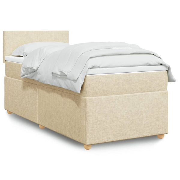 vidaXL Boxspringbett mit Matratze Creme 80x200 cm Stoff, 3288805