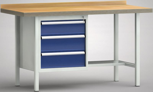 KLW Standard-Werkbank - 1500 x 700 x 900 mm L x T x H (ERGO-Version), links 150EA/175EA/175EA, WS118E-1500M40-E1631