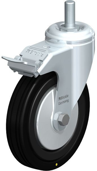 Blickle LKRA-VPA 125K-FI-EL-FA-GS12 Apparate-Lenkrolle mit Gewindestift & Feststeller, Vollgummi, Schwarz, 586362