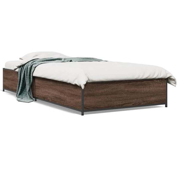 vidaXL Bettgestell Braun Eichen-Optik 90x190 cm Holzwerkstoff Metall, 845120