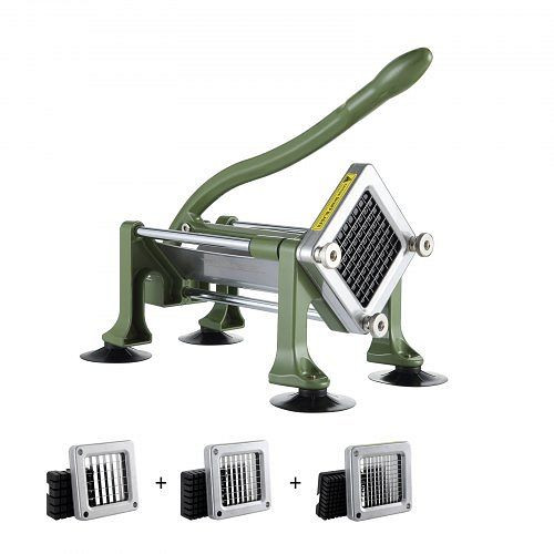 VEVOR Pommes-Frites-Schneider mit 1/2, 3/8 & 1/4 Zoll Edelstahlklingen, manueller Kartoffelschneider, Saugnäpfe, ideal für Gemüse, SYWSQSTJYJ12FI5HIV0