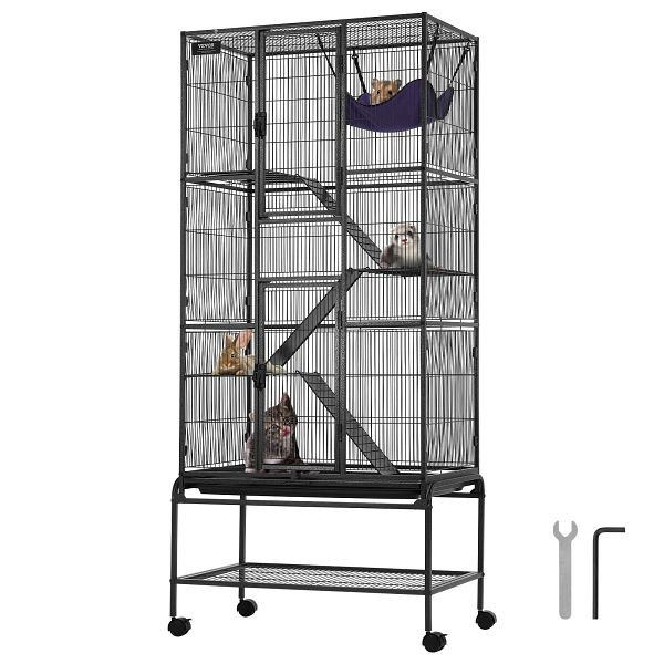 VEVOR Kleintierkäfig 4-stöckiger Frettchenkäfig 3 Rampen 755x455x1755mm, JSXDL301869I2SROXV0
