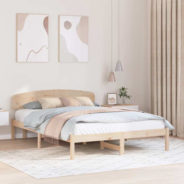 vidaXL Bettgestell mit Kopfteil Braun 160 x 200 cm Massivholz Kiefer, 872056