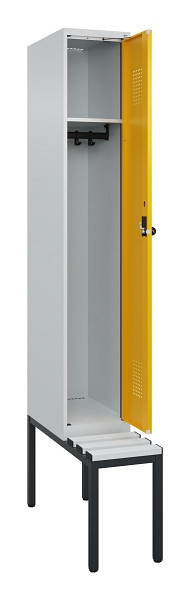 C+P Spind Evolo PLUS, 1 Abteile, 2120x300x815mm, 7035/1004, Haken 3, Drehriegel, Sitzfläche Kunststoff, Sitzbank, 0490507-10 S10054
