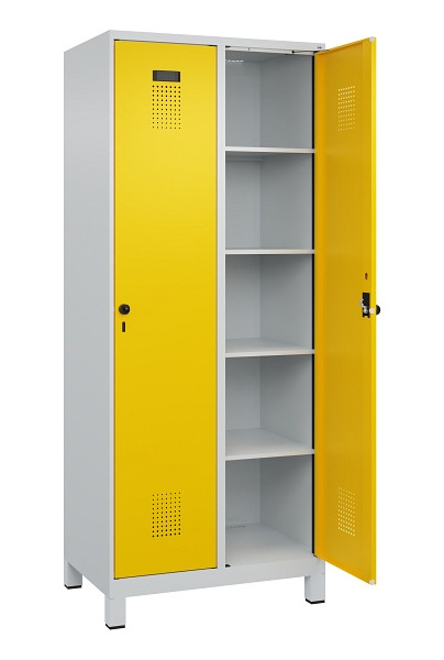 C+P Wäsche-Spind Evolo PLUS, mit Füßen, 2 Abteile, 1950x800x500mm, 7035/1023, Verschluss Drehriegel, Ablageböden 8, 049010-22B S10001