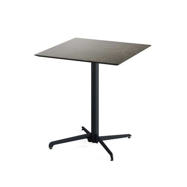 Feros X Cross Terrassentisch Schwarz gestell + Midnight Marble HPL 70x70 cm, 110031677