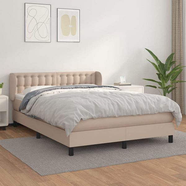 vidaXL Boxspringbett Matratze Cappuccino-Braun 140x200cm Kunstleder, 3127318