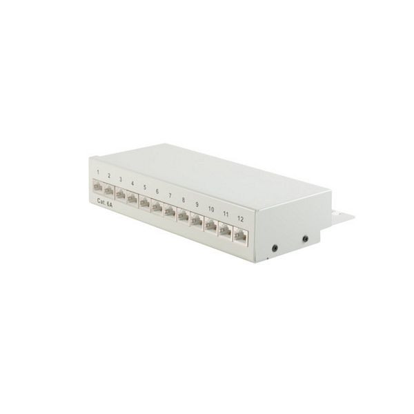 shiverpeaks BASIC-S, Mini Patchpanel/ Patchfeld cat6A, geschirmt 500 MHz,Desktop Gehäuse 12-Port lichtgrau, BS75077