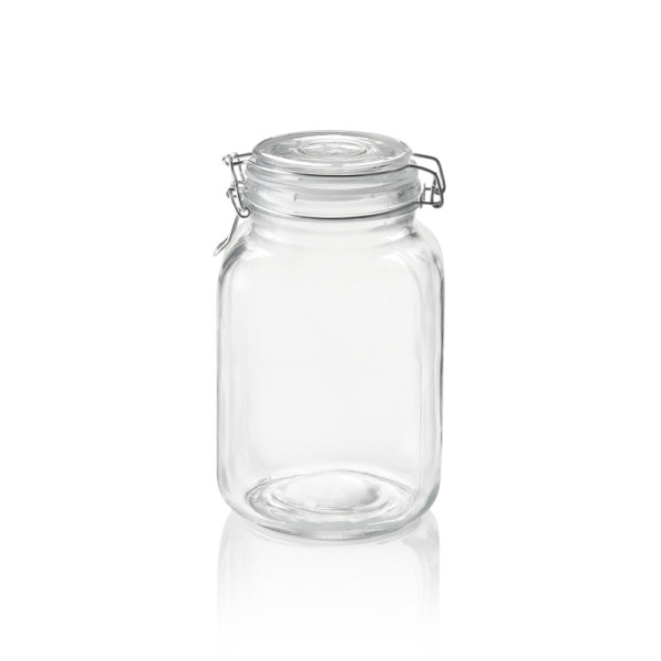 WAS Vorratsglas XL, 2 L, Ø 9 cm, Höhe 21 cm, Glas, Edelstahl, Silikon, 1815200