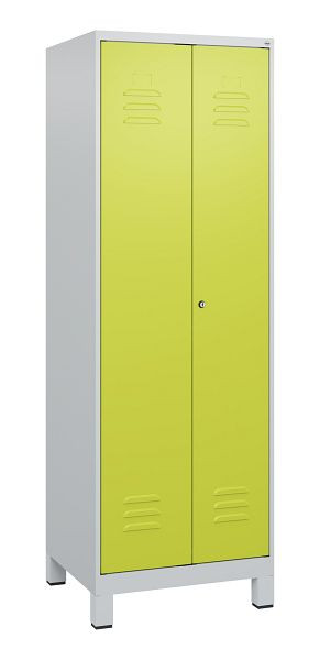 C+P Umkleidespind Classic PLUS SW, Füße, 2 Abteile, 1800x600x500mm, 7035/0024, Zylinderschloss, 0800127-20 S10025