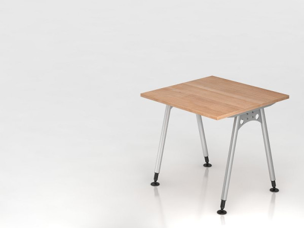 Hammerbacher Schreibtisch A-Fuß 80x80 Nussbaum, Rechteckform, VAS08/N/S